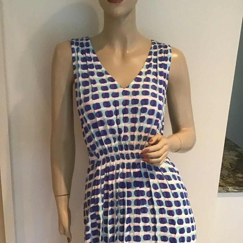 Kate Spade New York Island Stamp Aventure Blue Multi Tie‎ Back knee Dress XS